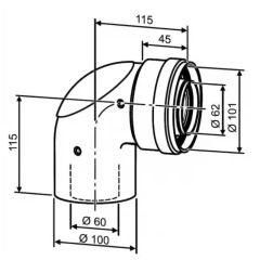Угловое колено с рев. отв. DN60/100 90,Bosch. Код: 7736995093