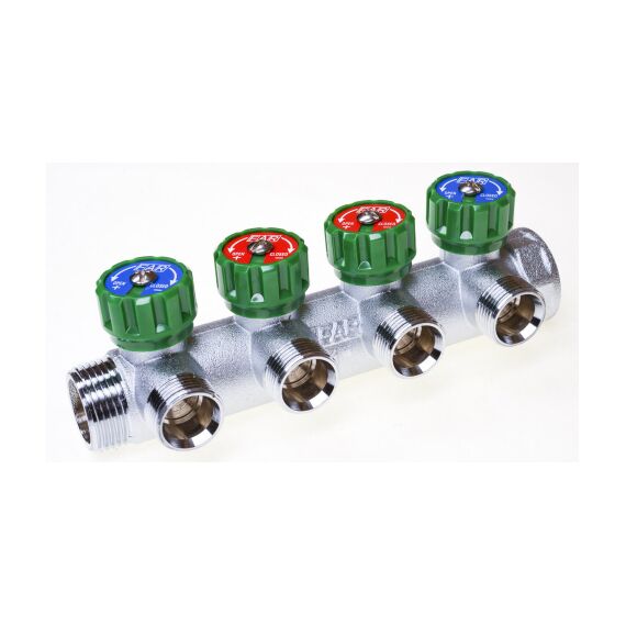 Коллектор с регулирующими вентилями FAR 4 вых. 3/4” × 1/2”