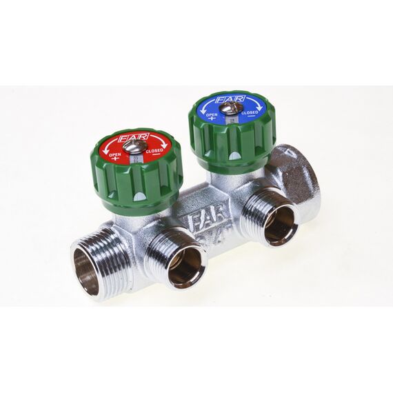 Коллектор с регулирующими вентилями FAR 2 вых. 1” × 1/2”