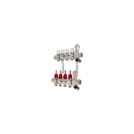 Коллекторная группа VALTEC с расходомерами из нержавеющей стали 1", 3 x 3/4", "евроконус"