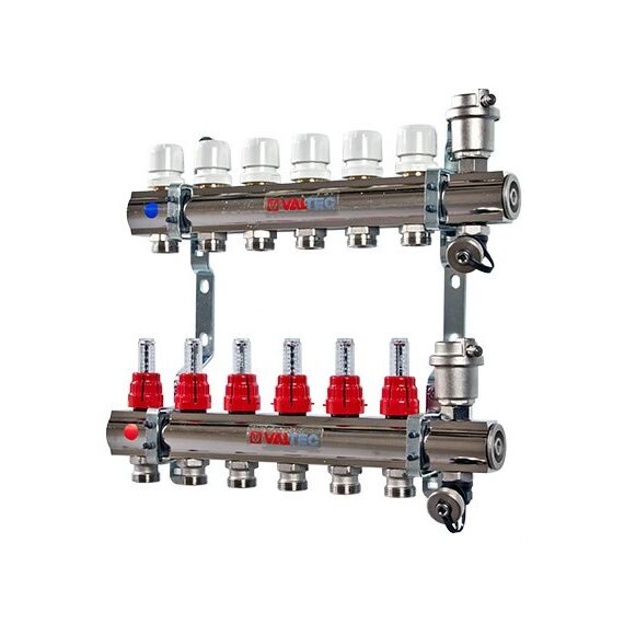 Коллекторная группа VALTEC с расходомерами 1", 10 x 3/4" "евроконус"