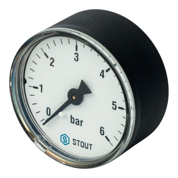 Манометр STOUT аксиальный. Корпус Dn 63 мм 0-6bar