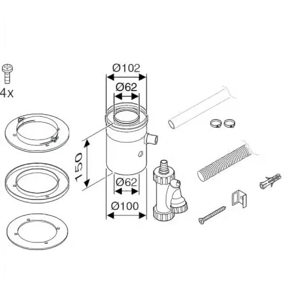 Вертикальный элемент для отвода конденсата DN60/100,Bosch