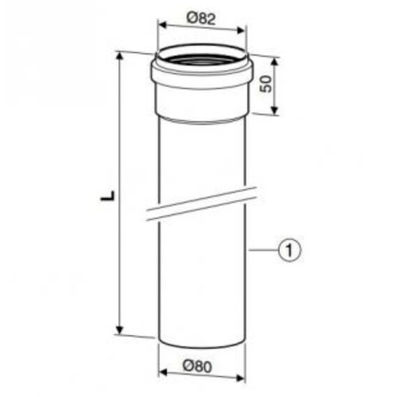 Удлинительный элемент DN80 L=1000,Bosch. Код: 7736995101
