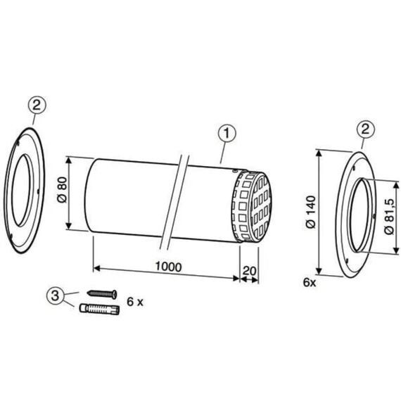 Дымоход отходящих газов DN80 с решеткой,Bosch. Код: 7736995105