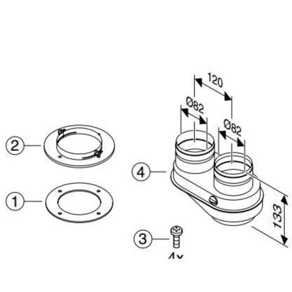 Коаксиальная труба с люком ревизии DN60/100 L=330,Bosch. Код: 7736995095