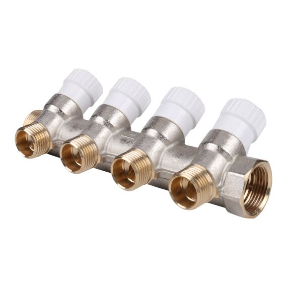 Коллектор STOUT распределительный 3/4", 4 отвода 1/2"