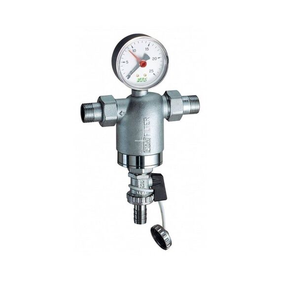 ФИЛЬТР FAR 1/2" НР-НР, С МАНОМЕТРОМ, 100МКМ, MAX: 95 °C, 25 БАР